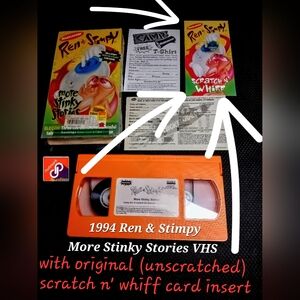 94' Ren & Stimpy VHS W/ original (unscratched) scratch n' whiff card insert New
